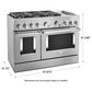 KitchenAid 48" Professional Double Oven Dual Fuel Range in Stainless Steel, , large