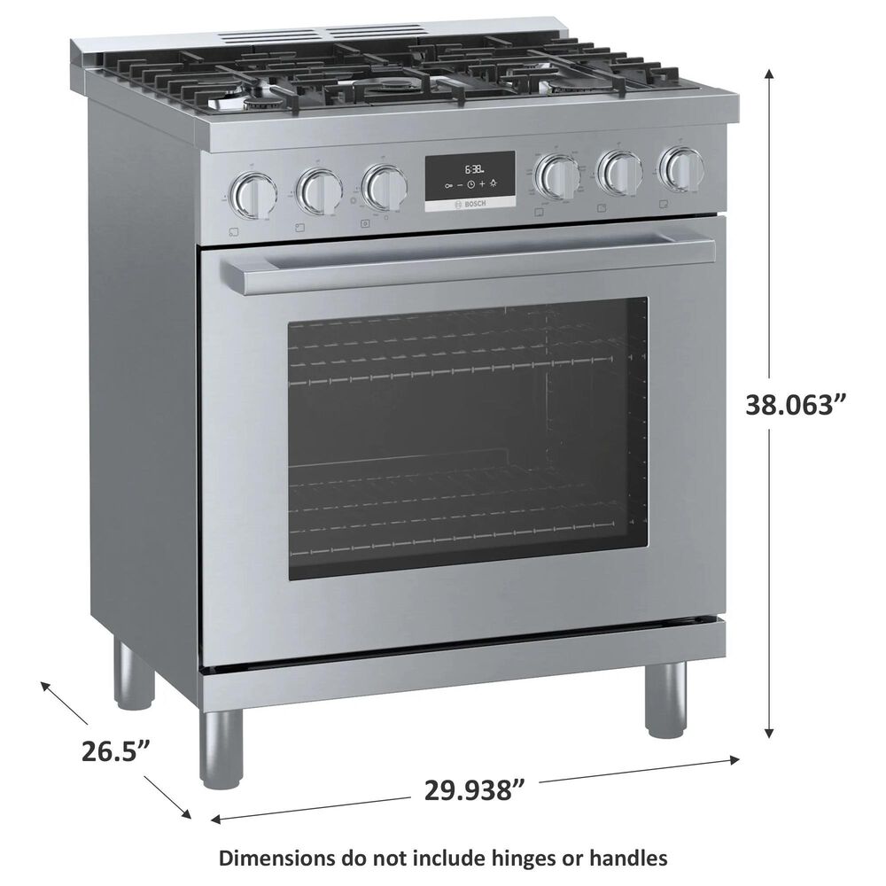 Bosch 30&quot; Freestanding Dual Fuel Range in Stainless Steel, , large