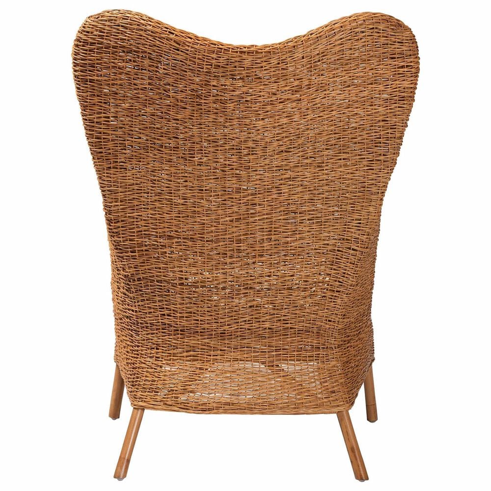 Baxton Studio Terra Arm Chair with Light Honey Rattan in White, , large