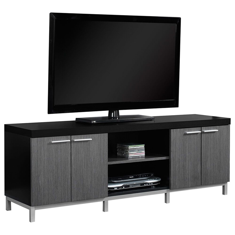 Monarch Specialties 60" Hollow-Core TV Console in Black and Grey, , large