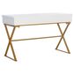 Linon Home Decor Campaign 2-Drawer Desk in White and Gold, , large