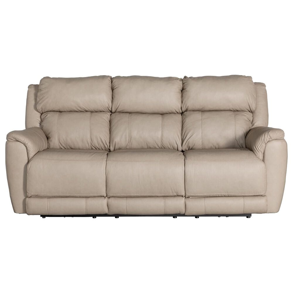 HomeStretch Tuscany Leather Power Reclining Sofa in Stonewash, , large