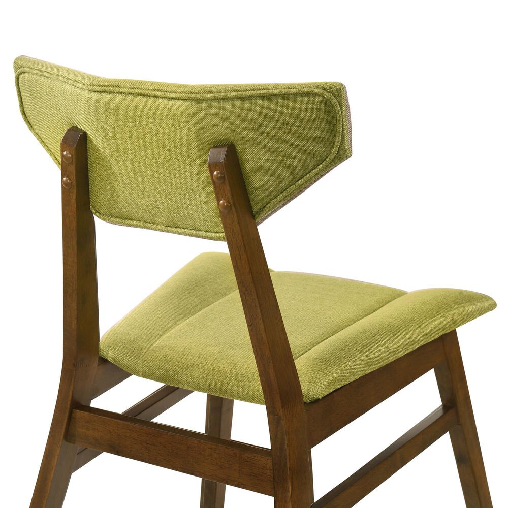 Armen Living Amaris Side Chair with Olive Green Upholstery in Warm Walnut (Set of 4), , large