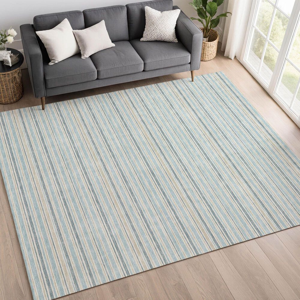 Dalyn Rug Company Soft Essentials Striped Sky 9' x 12' Indoor/Outdoor Area Rug, , large