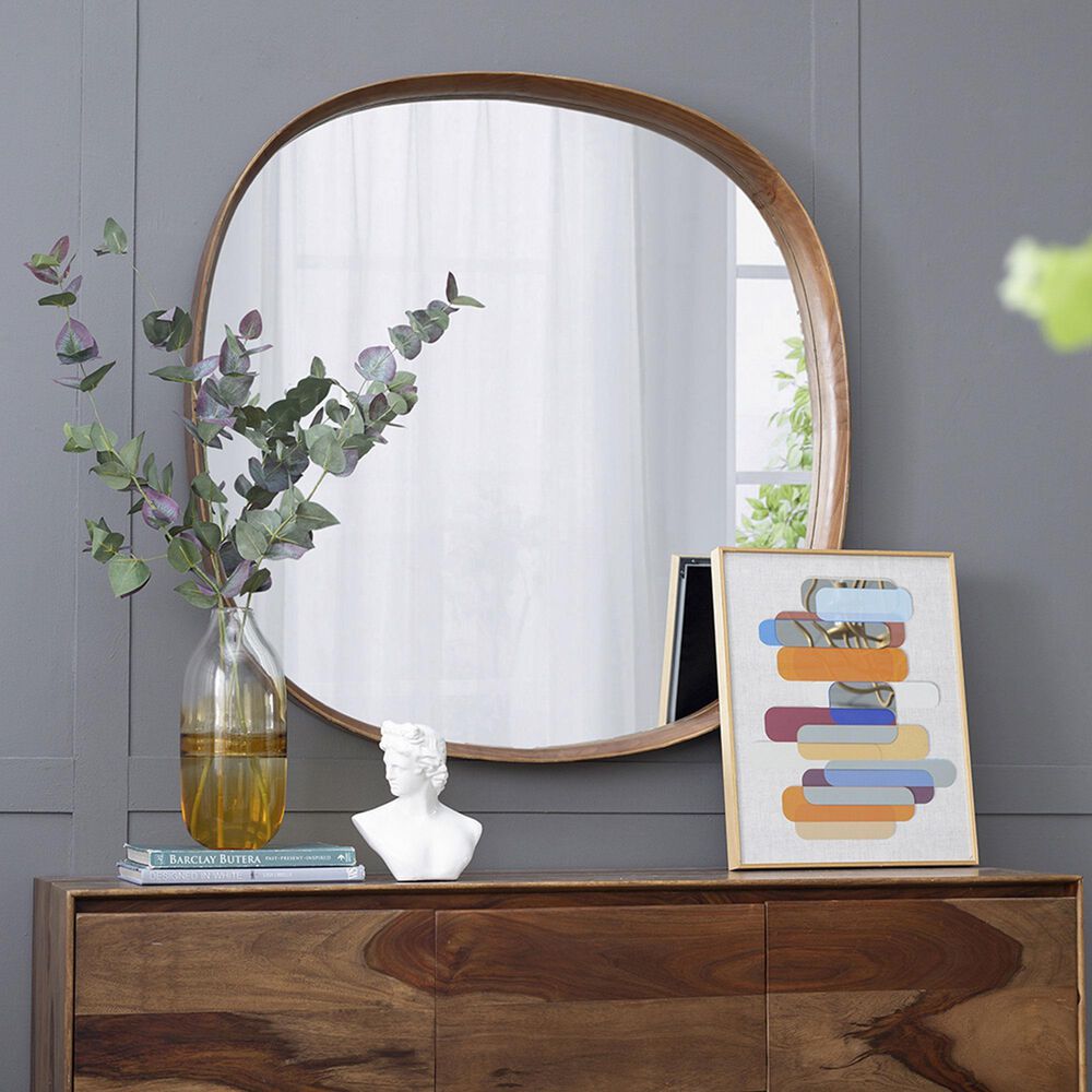 A&amp;B Home Wayne 43&quot; Curved Accent Wall Mirror in Brown, , large