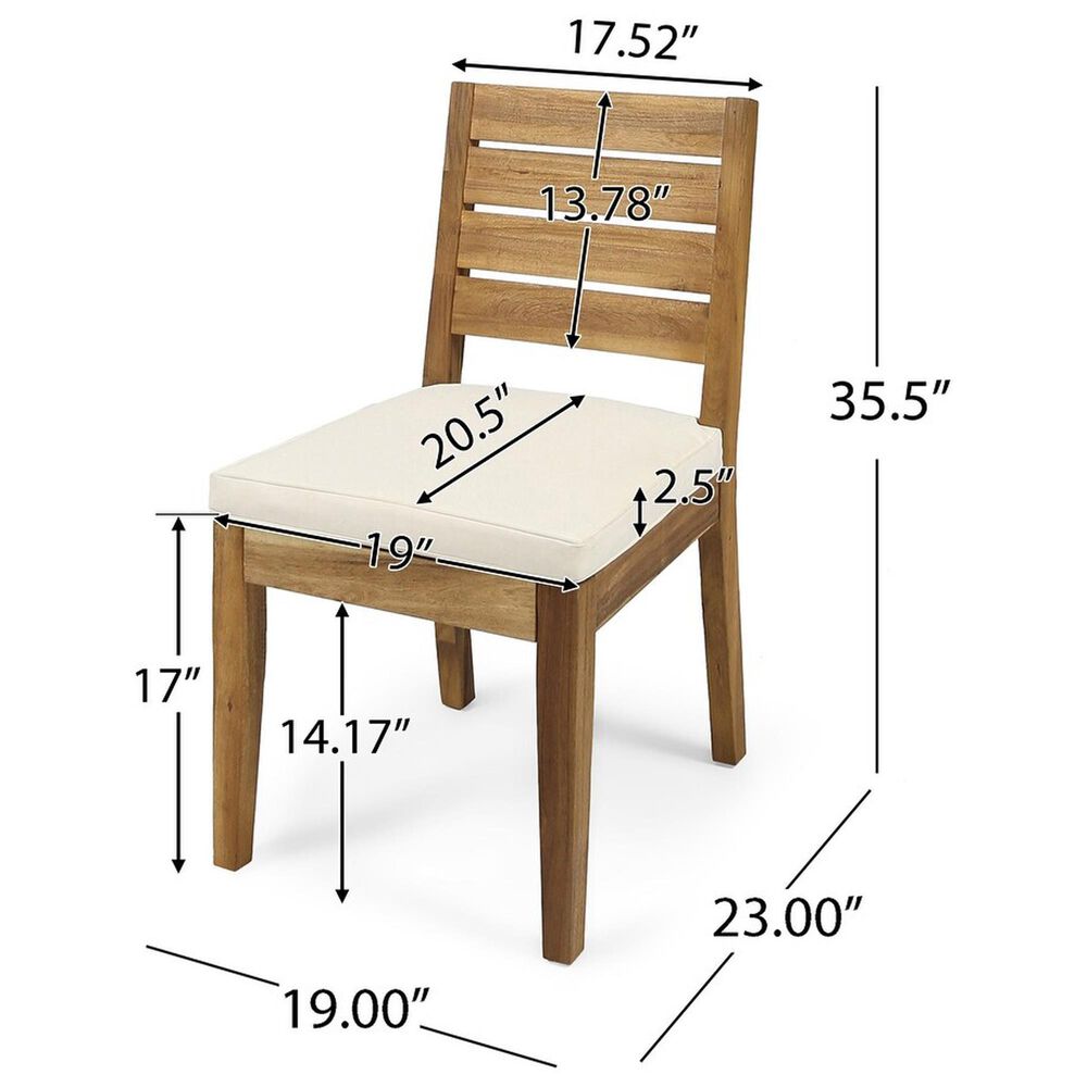 Hearth and Haven 7-Piece Outdoor Expandable Dining Set with Beige Cushions in Natural, , large
