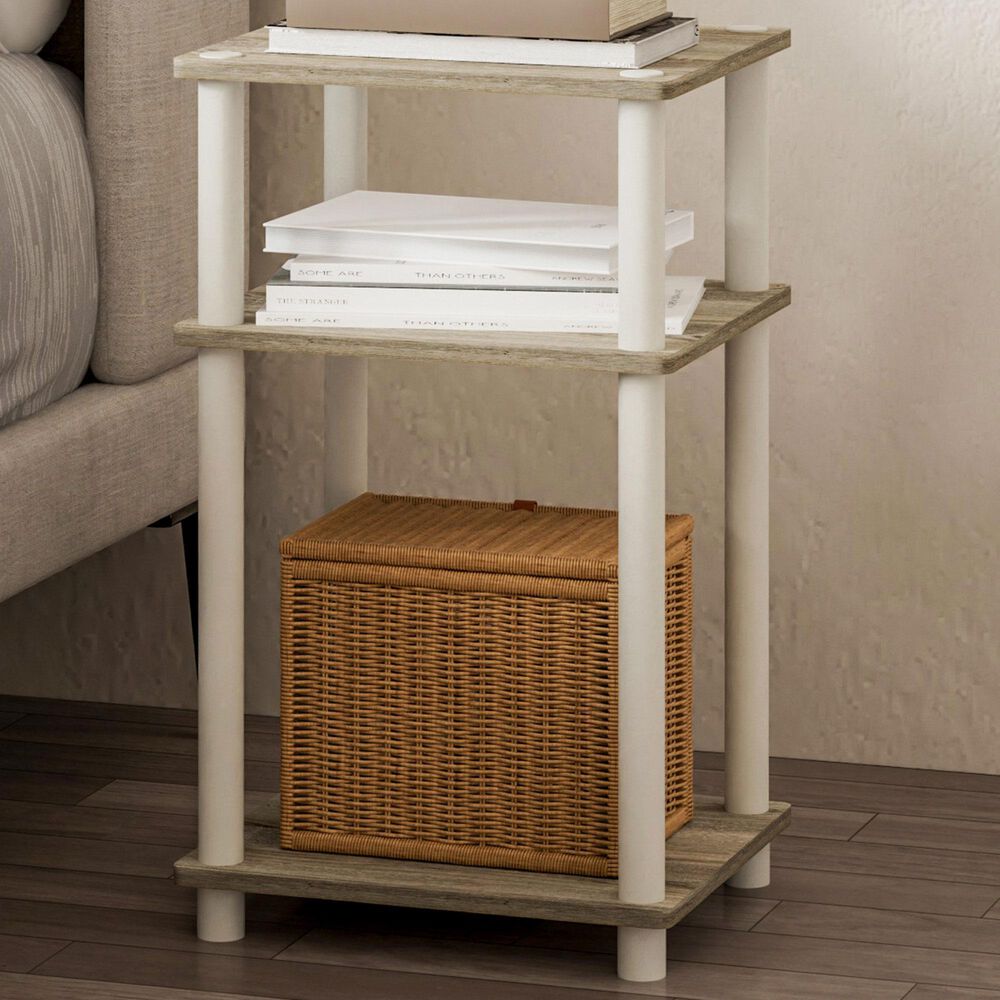 HOMLUX 3-Tier End Table in Sonoma Oak and White, , large