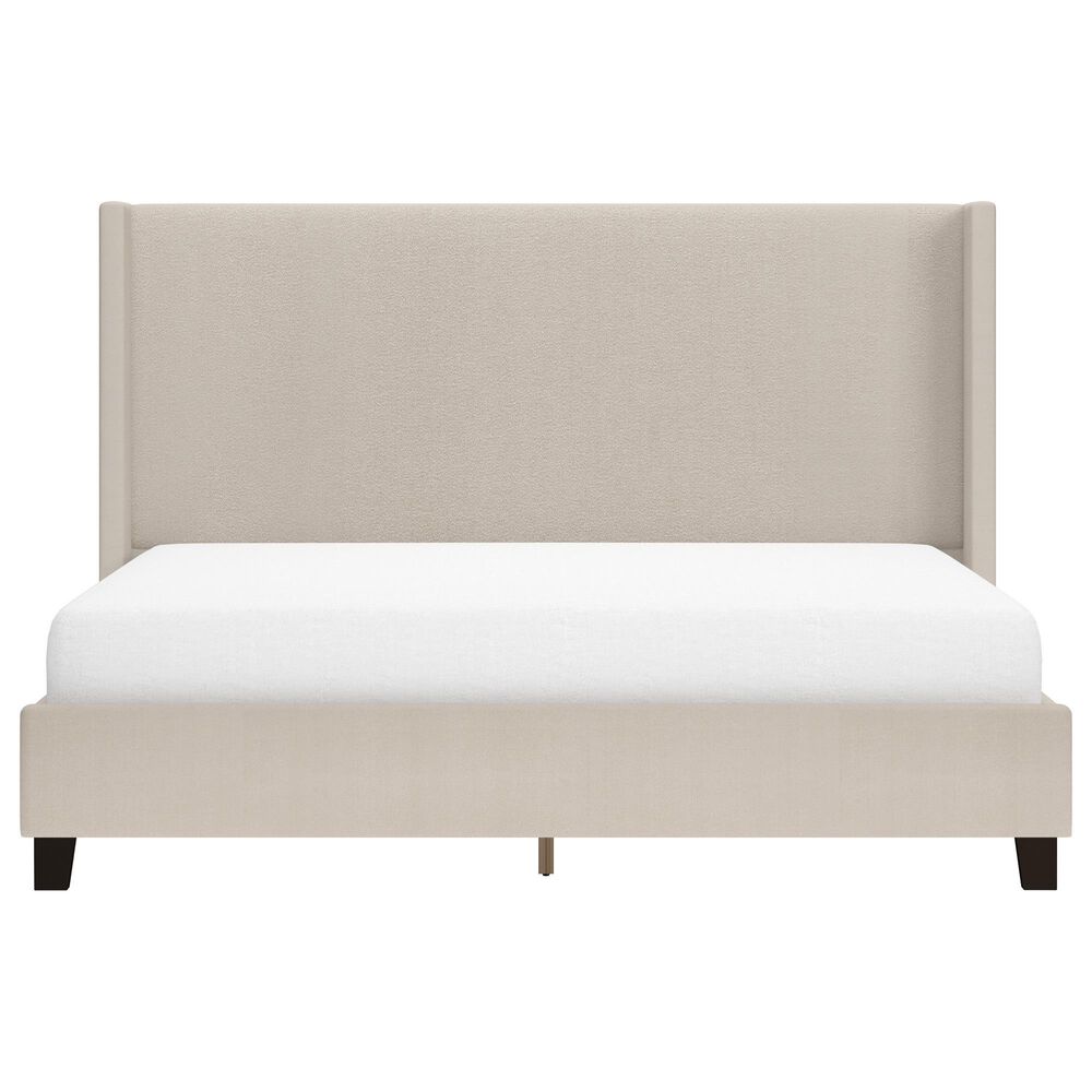 The Monday Company Holborn King Beige Upholstered Platform Wingback Bed in Black, , large
