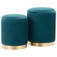Lumisource Marla 2-Piece Nesting Pleated Ottoman Set Peacock Teal, , large