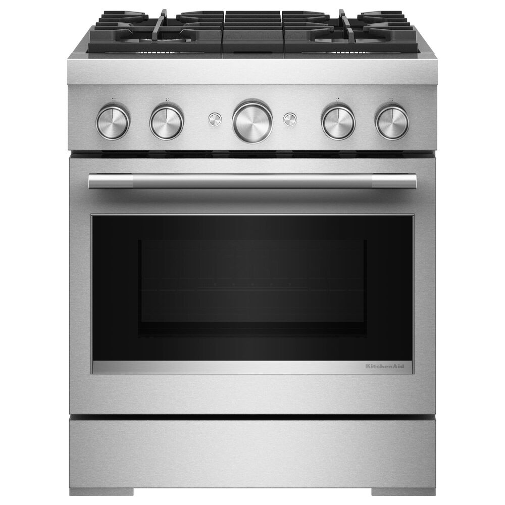 KitchenAid 30" Dual Fuel Freestanding Range with No Preheat Air Fry Mode in Stainless Steel, , large