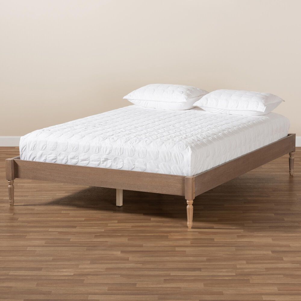 Baxton Studio Colette King Platform Bed in Antique Oak, , large