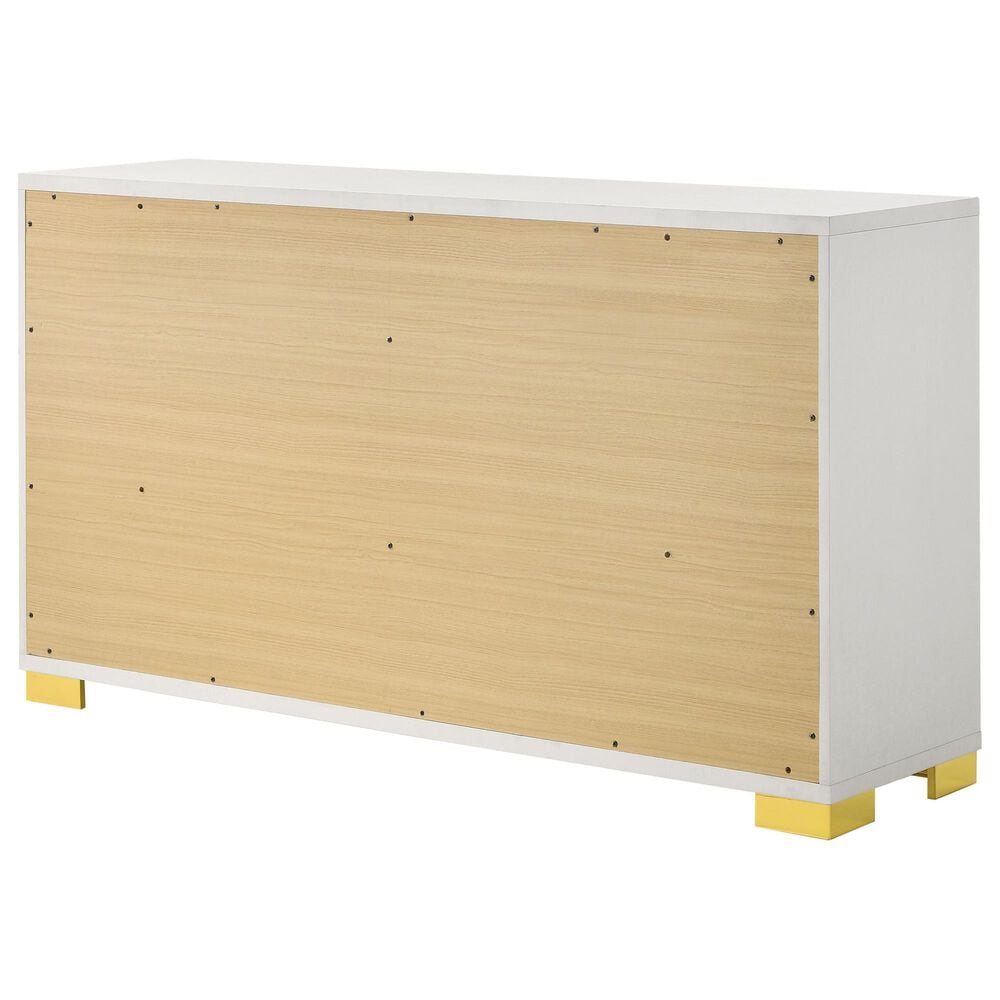 Pacific Landing Marceline 6-Drawer Dresser in White and Gold, , large
