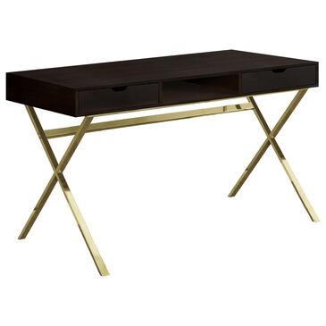 Monarch Specialties 48" Computer Desk in Gold and Espresso, , large
