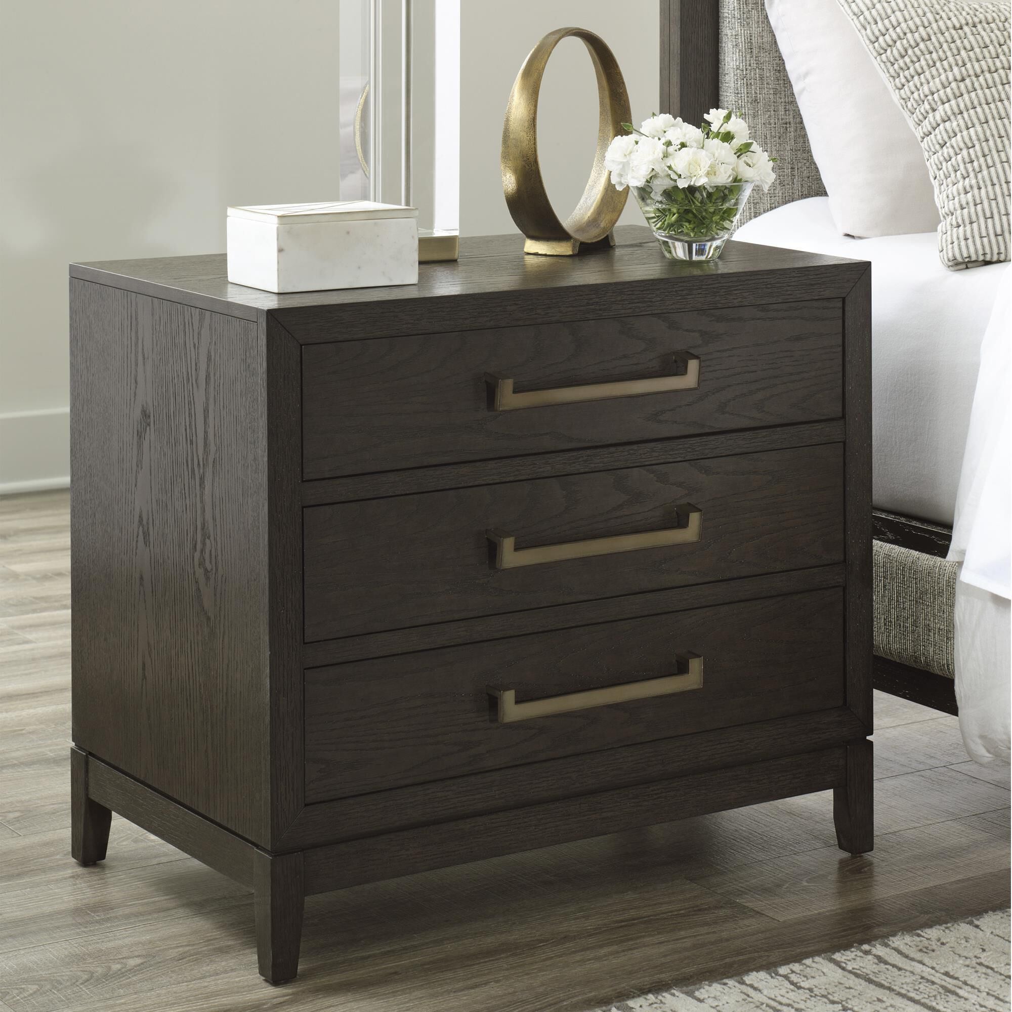 3 drawer nightstand dark brown sale