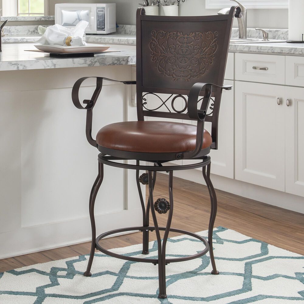 Linon Home Decor Beatrix Swivel Counter Stool in Bronze, , large