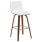 Armen Living Vienna Swivel Bar Height Stool with Snow White Upholstery in Walnut, , large