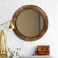 Creative Coop Round Carved Wood Framed Wall Mirror in Rich Walnut, , large