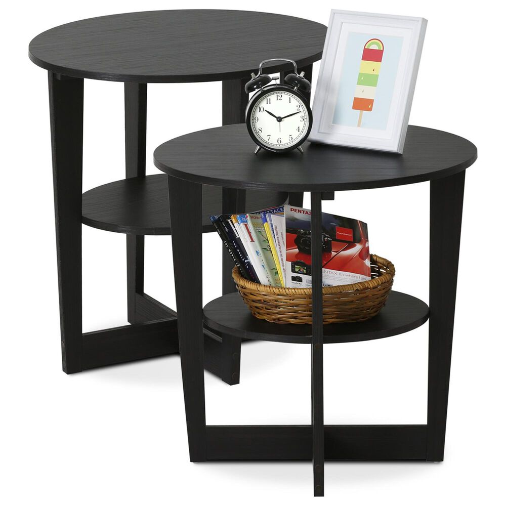 HOMLUX Jaya Oval End Table in Walnut (Set of 2), , large