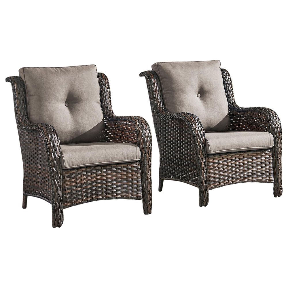 Sunwell Garden Patio Chair with Brown Frame in Gray (Set of 2), , large