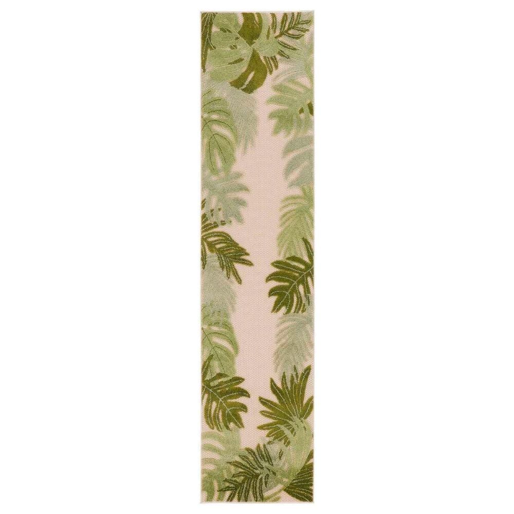 Nourison Aloha ALH40 2" x 6" Ivory and Green Indoor/Outdoor Runner, , large