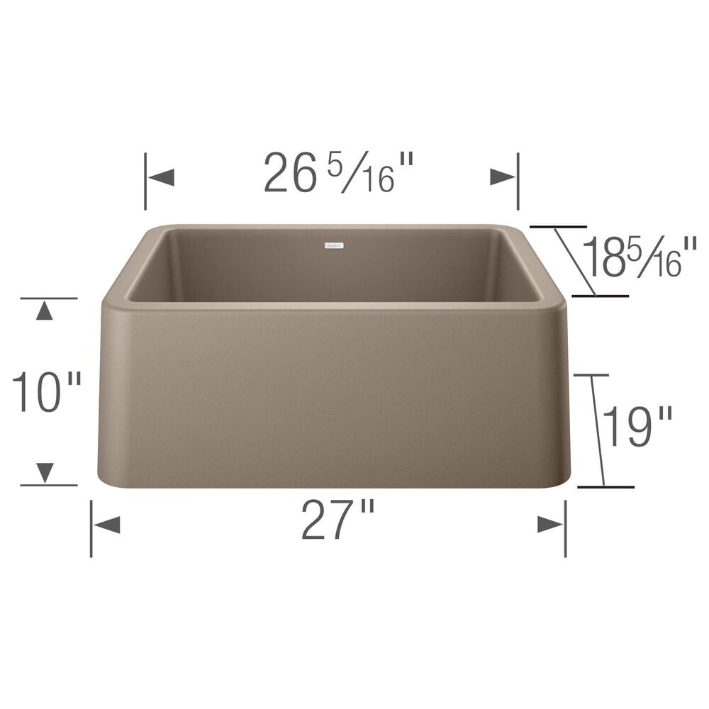 Blanco Ikon 27&quot; Apron Single Bowl Farmhouse Sink in Truffle, , large