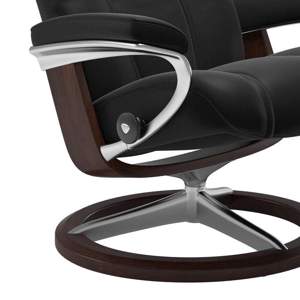 Stressless Wing Large Leather Chair and Ottoman in Paloma Black, , large