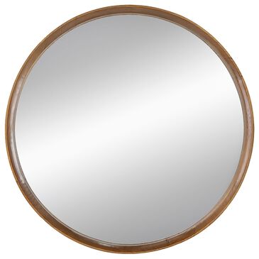 A&B Home Round Wall Mirror in Brown, , large
