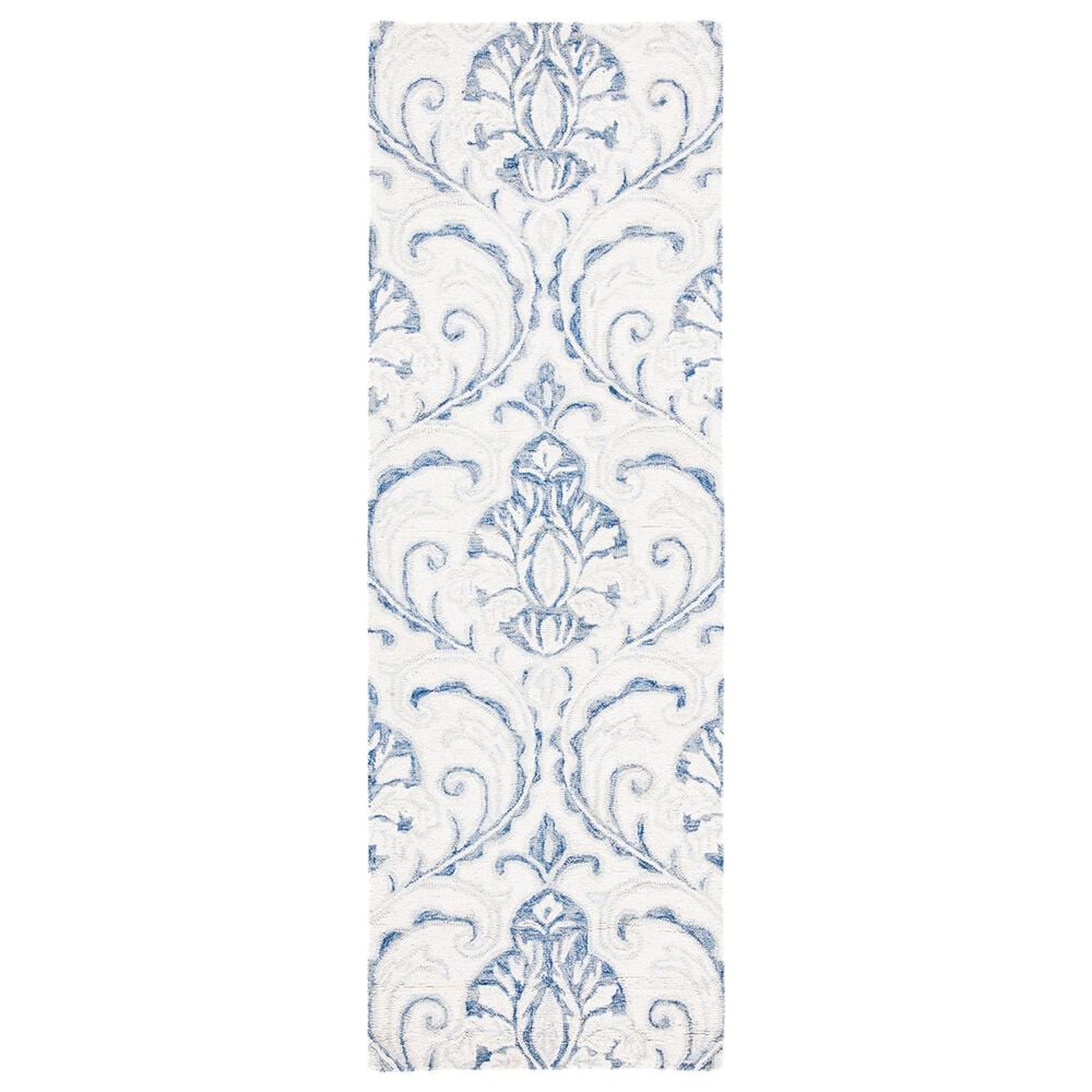 Safavieh Micro-Loop MLP532A 2"3" x 8" Ivory and Blue Runner, , large