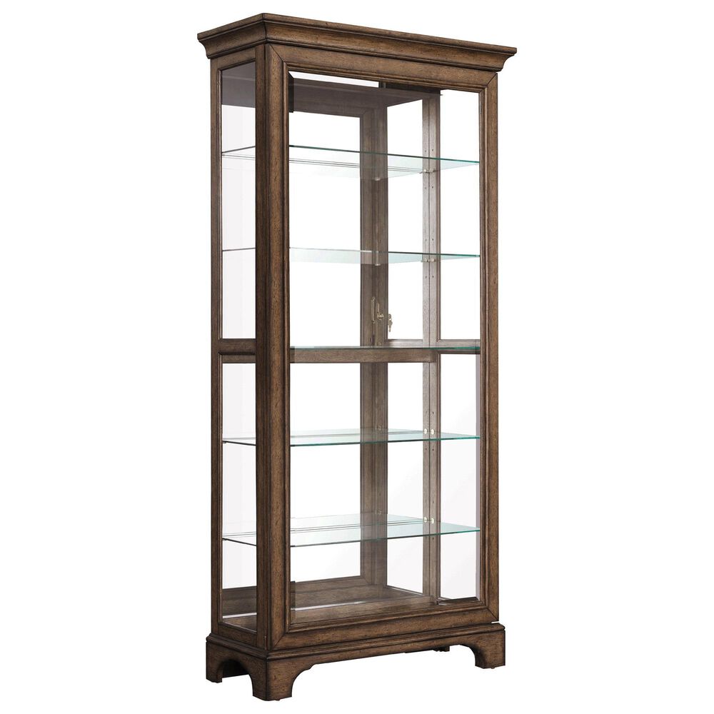 Chapel Hill Accents Sliding Door Curio Cabinet in Brown, , large