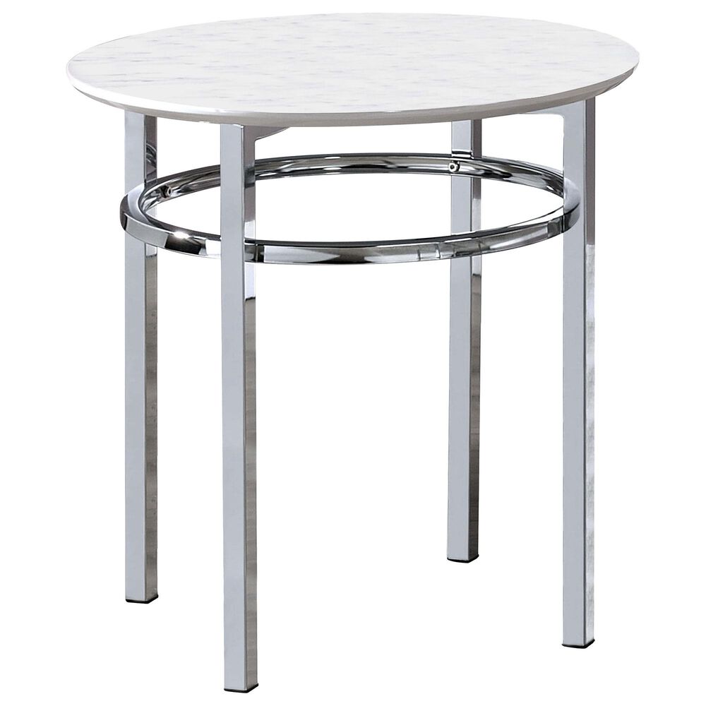 Furniture of America Ritter End Table in Chrome and White, , large