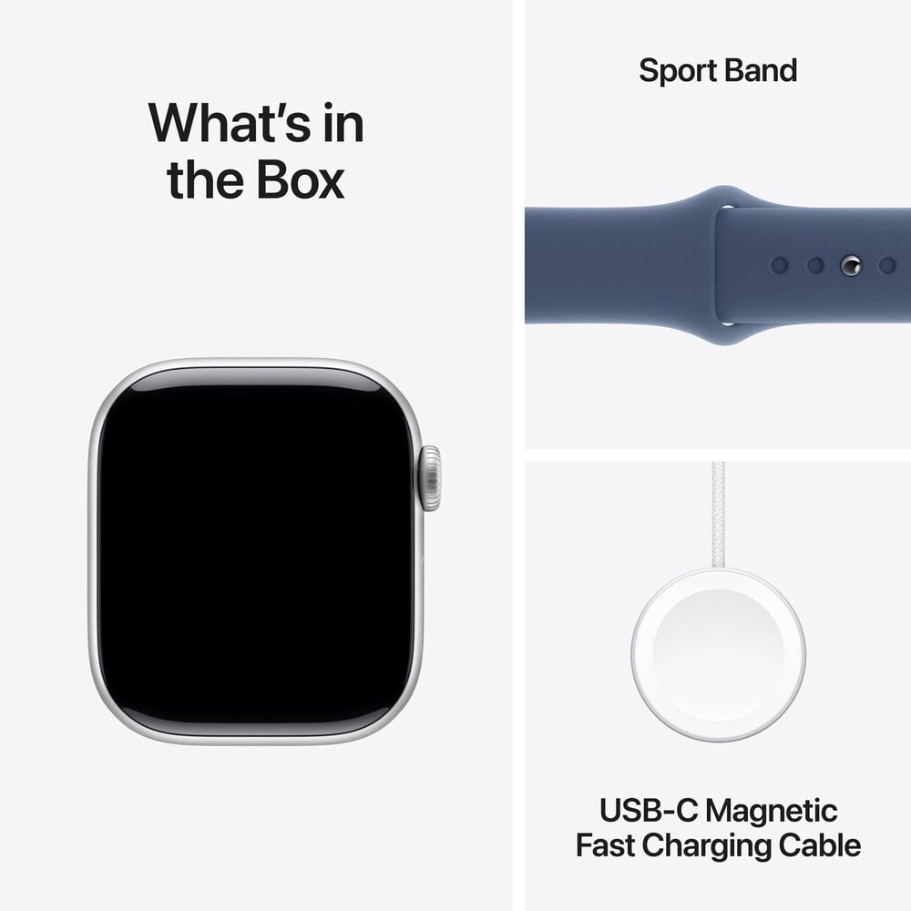 Apple Watch Series 10 GPS + Cellular 46mm Silver Aluminum Case with Denim Sport Band - M/L, , large