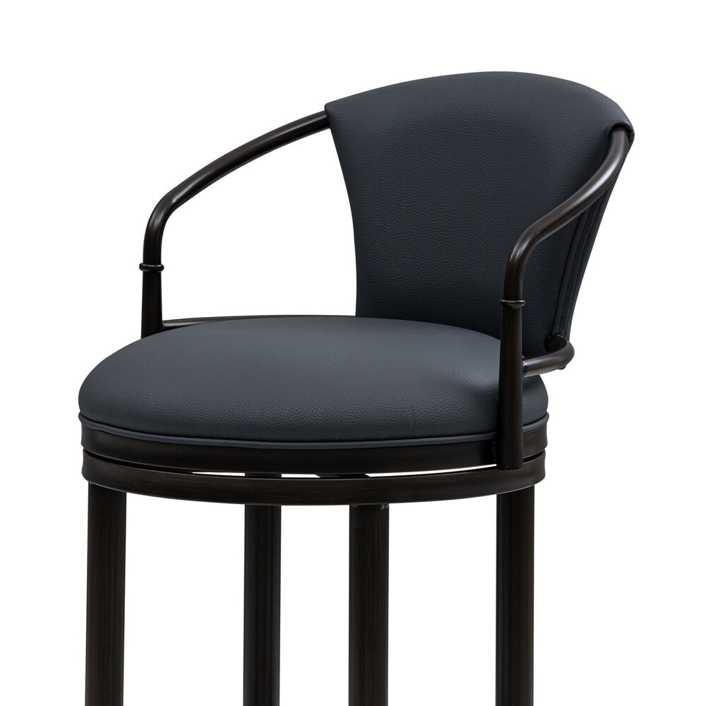 Armen Living Otis Counter Height Stool with Night Life Blue Upholstery in Dark Brown, , large
