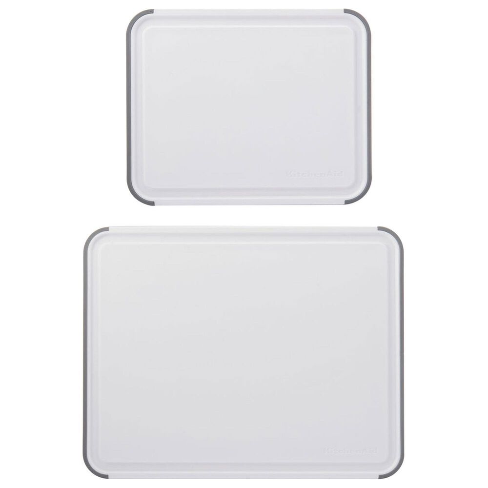 KitchenAid 2-Piece Polypropylene Chopping Board Set in White and Gray, , large