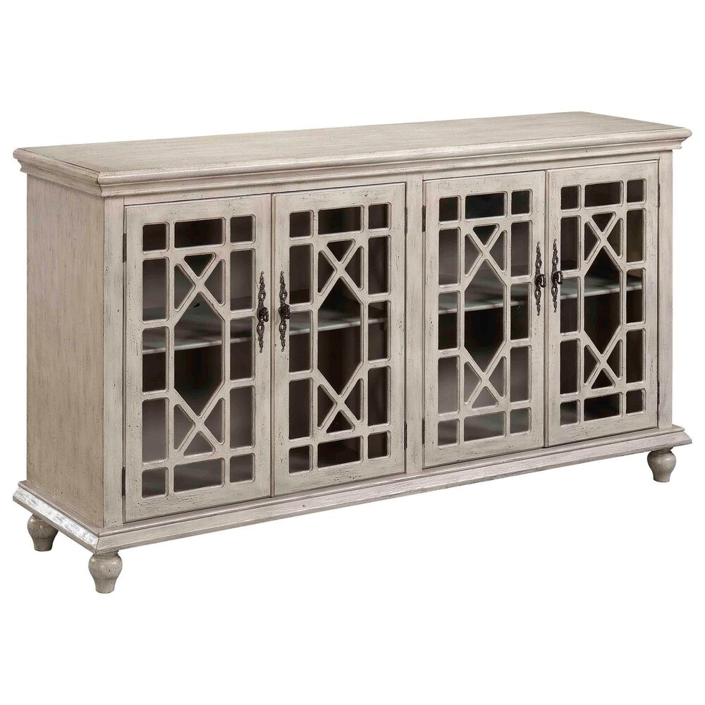 Shell Island Furniture 4-Door Credenza in Millstone Texture Ivory, , large
