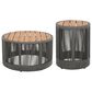 Hearth and Haven 2-Piece Outdoor Coffee Table and Side Table Set with Woven Rope Design in Grey and Teak, , large