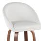 LumiSource Matisse 30" Swivel Barstool with White Faux Leather Upholstery in Walnut and Black (Set of 2), , large