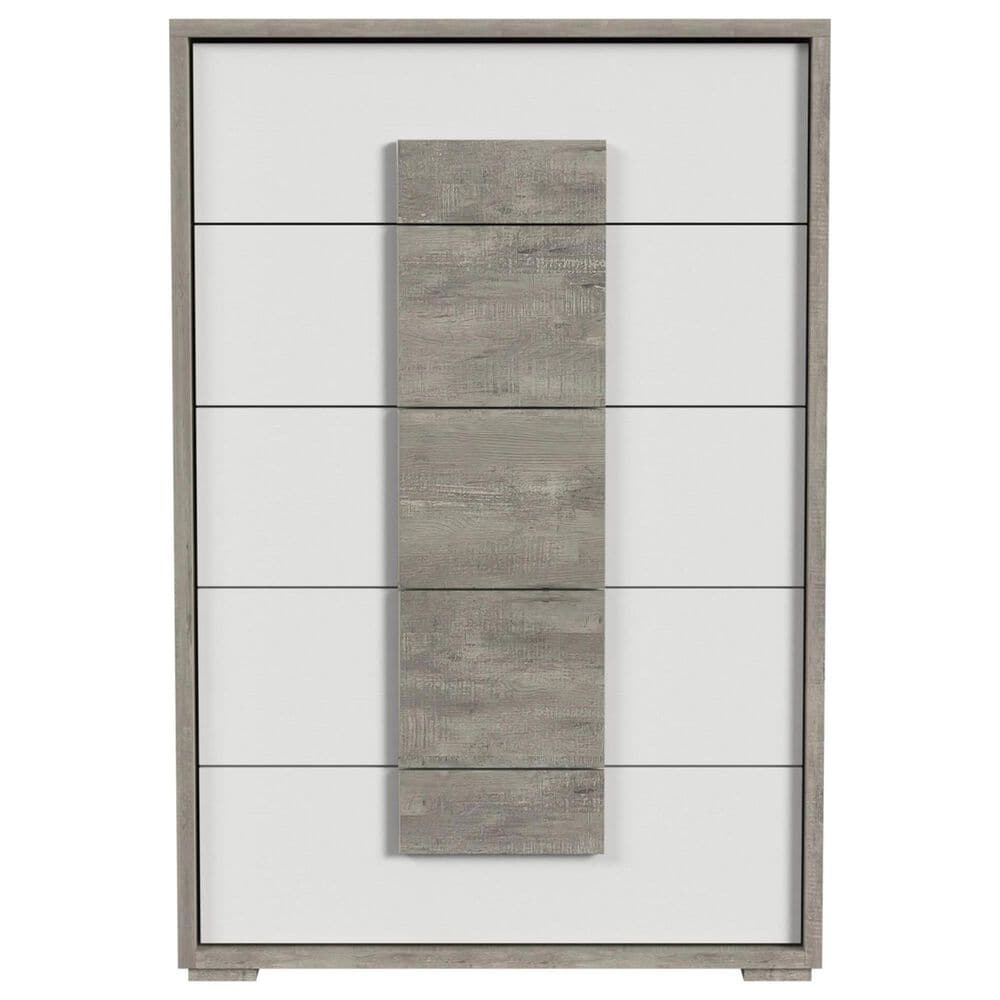 Mayberry Hill San Matteo 5-Drawer Chest in White and Ash Grey, , large
