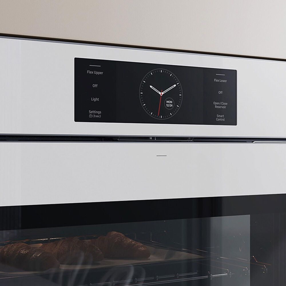 Samsung Bespoke 2-Piece Kitchen Package with White Bespoke 30" Single Wall Oven and Stainless Steel 30" Electric Cooktop, , large