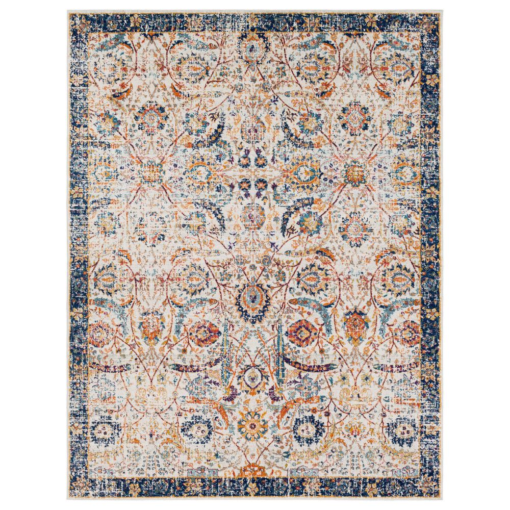 37B Harput Navy, Burnt Orange, Mustard, Teal, Medium Gray, Burgandy and Light Beige 3"11" x 5"7" Area Rug, , large