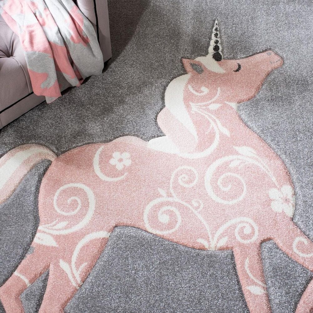 Safavieh Carousel Animals 3&#39; Square Grey and Pink Kids   Area Rug, , large