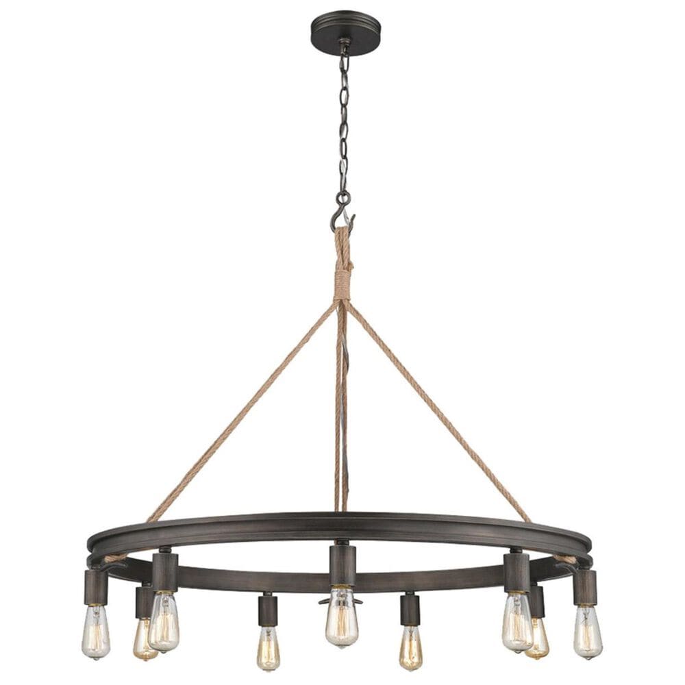 Golden Lighting Chatham 9-Light Chandelier in Gunmetal Bronze and Rope, , large