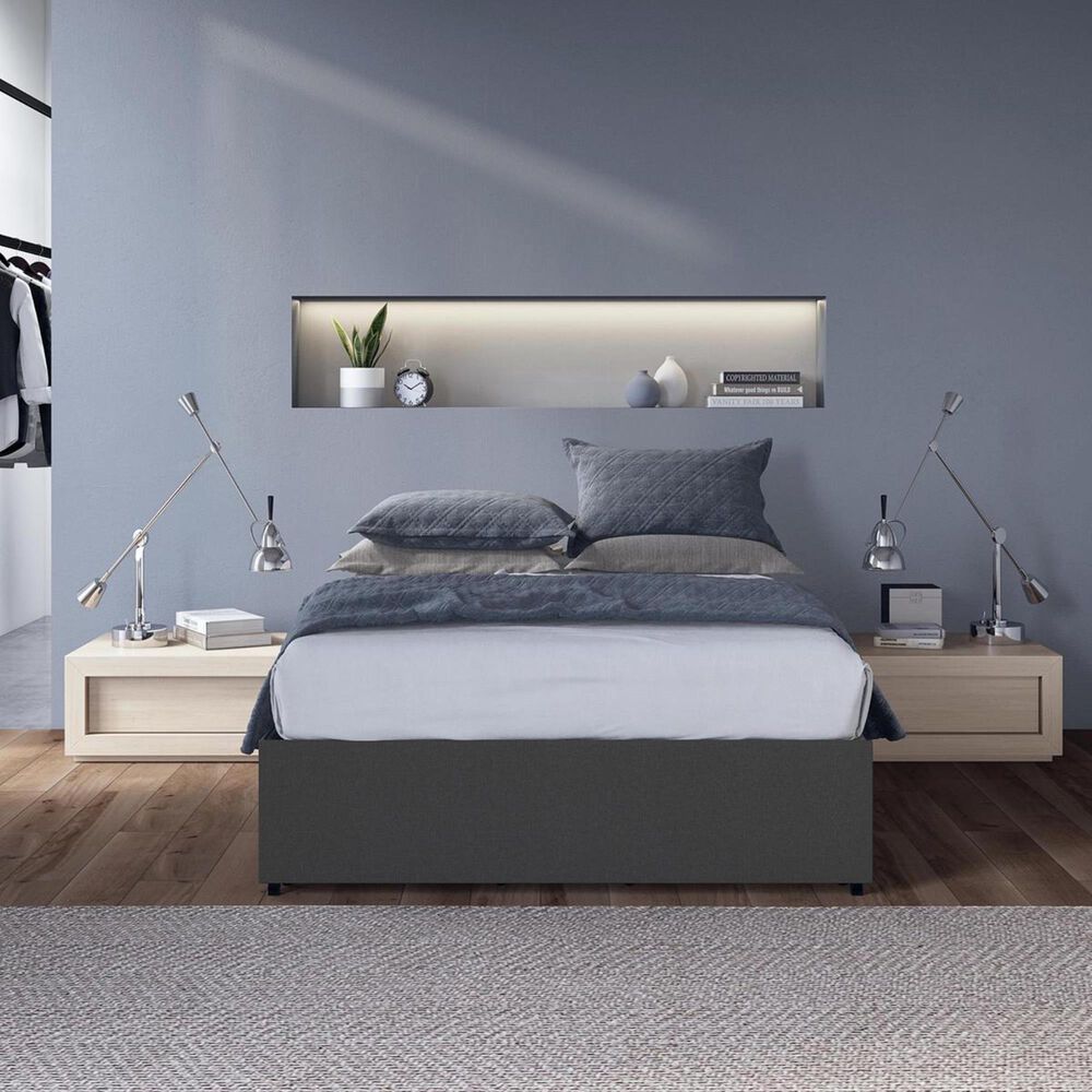DHP Kristian Queen Upholstered Platform Bed in Grey Linen, , large