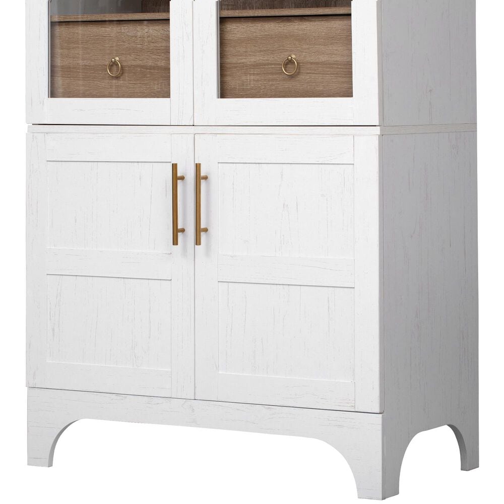 HOMLUX 71" Tall Arched Kitchen Pantry Cabinet with Door Shelves, Farmhouse Kitchen Storage Cabinet with Open &amp; Adjustable Shelves, Hidden Drawer &amp; Glass Door, Cupboard for Kitchen, Dining Room, White, , large
