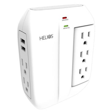 MetraAV Helios 5 Outlet Wall Tap Surge Protector with 2 USB Charging Ports, , large