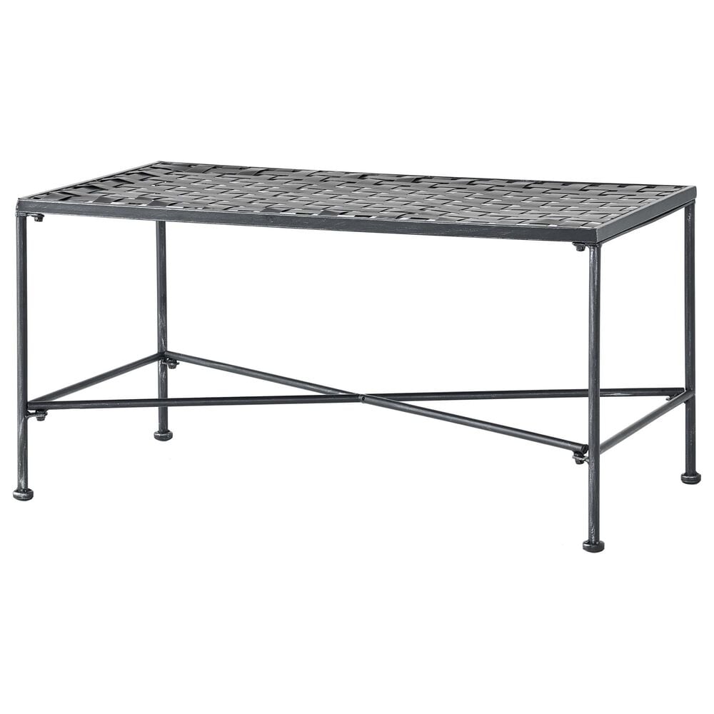 Hearth and Haven Luna Outdoor Metal Coffee Table with Lattice Top in Black, , large