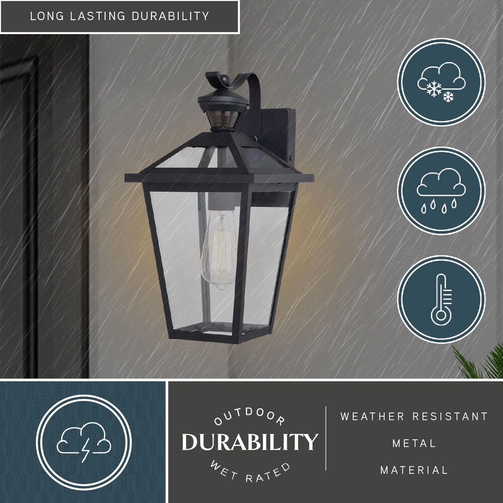 Vaxcel Derby 1-Light Outdoor Motion Sensor Wall Mount in Matte Black, , large