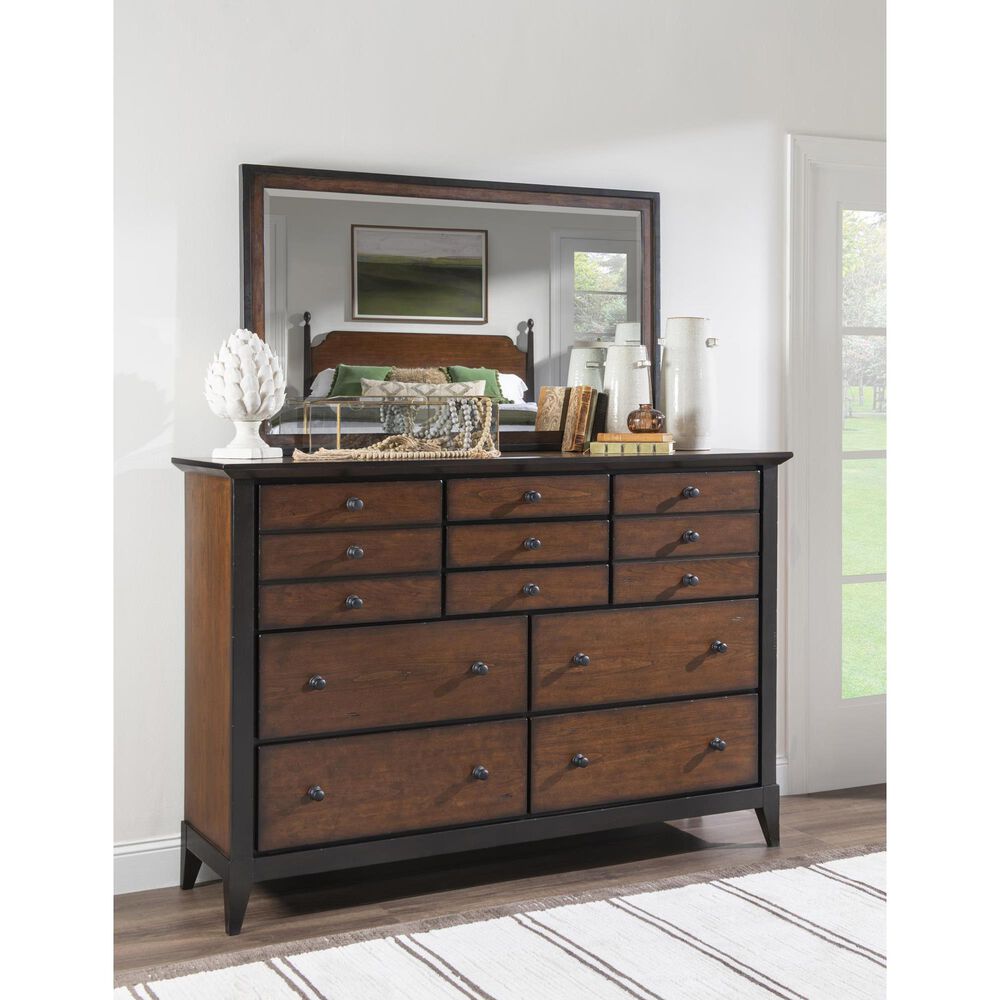 St Claire Home Fenmore 9-Drawer Dresser in Mocha and Distressed Cherry, , large