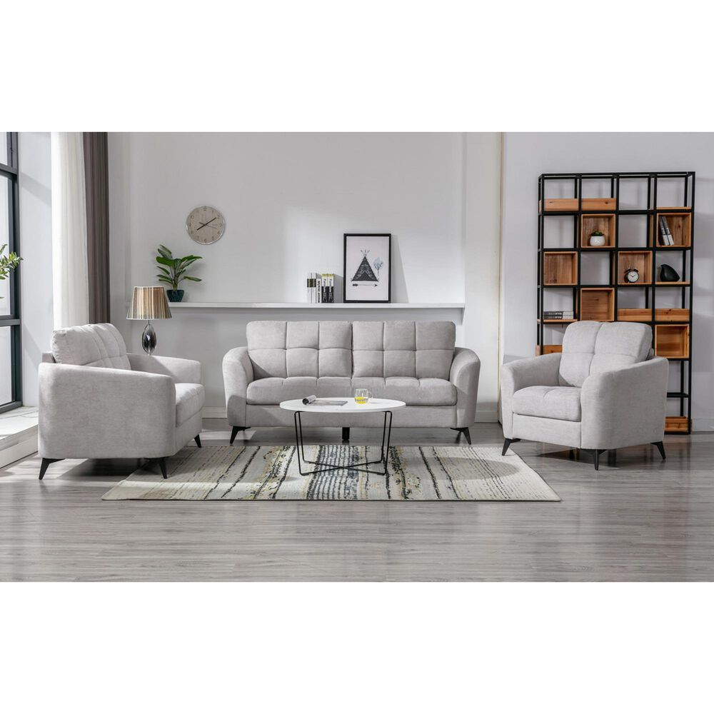 HOMLUX Sofa and Loveseat Set with Tufted Cushion in Light Gray, , large