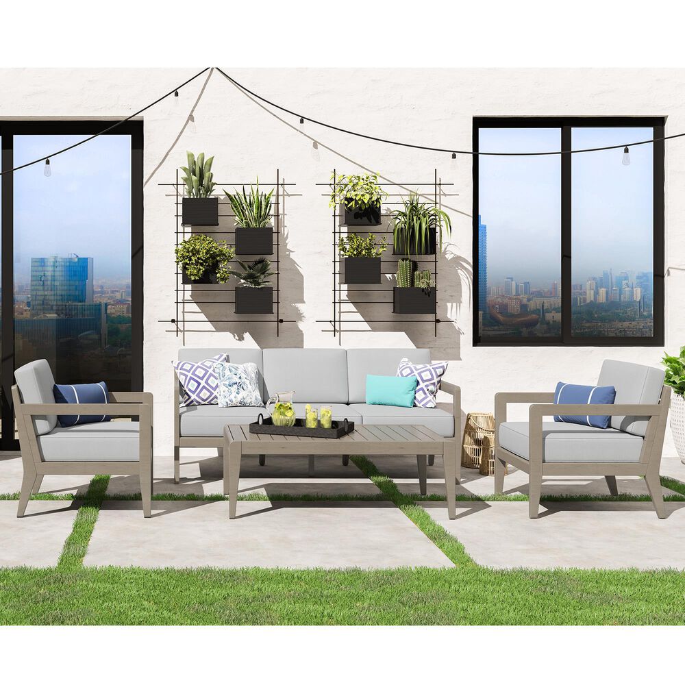 Homestyles Sustain 4-Piece Patio Conversation Set with Coffee Table in Stain Brown, , large