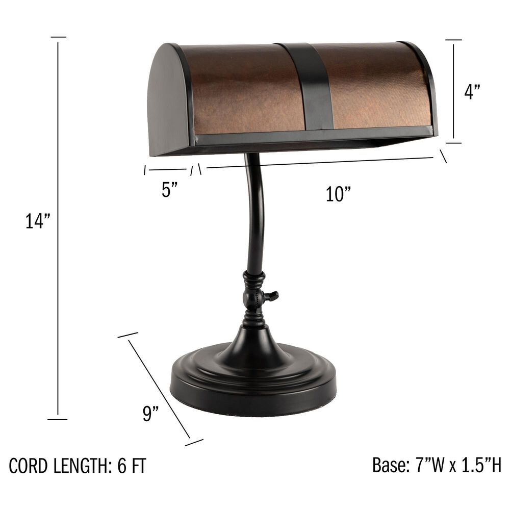 Timberlake Mission Style Bankers Lamp in Black, , large